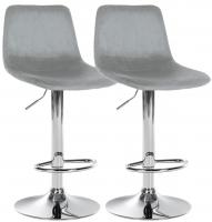 2er Set Barhocker Divo Samt Chrom grau 