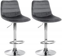2er Set Barhocker Lex Samt Chrom dunkelgrau 2er Set Barhocker Lex Samt Chrom dunkelgrau