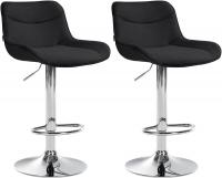2er Set Barhocker Vonore Stoff chrom schwarz 2er Set Barhocker Vonore Stoff chrom schwarz