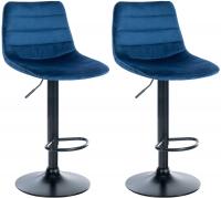 2er Set Barhocker Lex Samt Schwarz blau