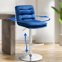 Barhocker Damar Samt chrom blau 