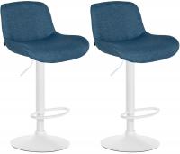 2er Set Barhocker Solon Weiß Stoff blau 2er Set Barhocker Solon Weiß Stoff blau