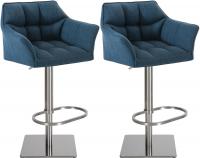 2er Set Barhocker Damaso Stoff edelstahl blau 2er Set Barhocker Damaso Stoff edelstahl blau