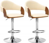 2er Set Barhocker Nilse Kunstleder chrom walnuss/creme 2er Set Barhocker Nilse Kunstleder chrom walnuss/creme