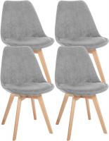 4er Set Stuhl Linares Cord hellgrau