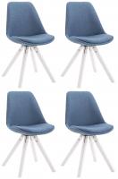 4er Set Besucherstuhl Toulouse Stoff Square weiß (eiche) blau 