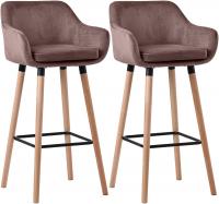 2er Set Barhocker Grant Samt coffee 2er Set Barhocker Grant Samt coffee