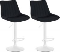 2er Set Barhocker Toni Stoff weiß schwarz 2er Set Barhocker Toni Stoff weiß schwarz