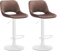 2er Set Barhocker Camden Samt weiß braun 