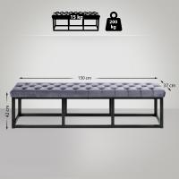 Sitzbank Polson Samt Schwarz 150 cm grau 