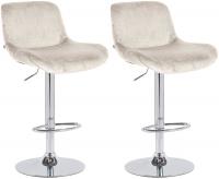2er Set Barhocker Solon Chrom Samt creme 2er Set Barhocker Solon Chrom Samt creme