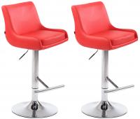 2er Set Barhocker Club Kunstleder chrom rot 2er Set Barhocker Club Kunstleder chrom rot