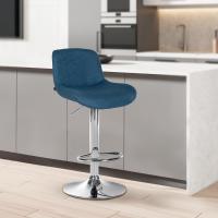 2er Set Barhocker Solon Chrom Stoff blau 2er Set Barhocker Solon Chrom Stoff blau