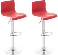 2er Set Barhocker Hoover Kunststoff chrom rot 