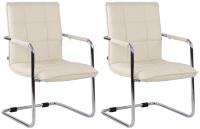 2er Set Besucherstühle Gandia Kunstleder chrom creme 2er Set Besucherstühle Gandia Kunstleder chrom creme