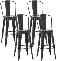 4er Set Barhocker Aiden antik schwarz-gold 4er Set Barhocker Aiden antik schwarz-gold