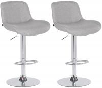 2er Set Barhocker Solon Chrom Stoff hellgrau 2er Set Barhocker Solon Chrom Stoff hellgrau