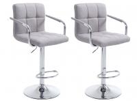 2er Set Barhocker Lucy V2 Stoff chrom grau 2er Set Barhocker Lucy V2 Stoff chrom grau