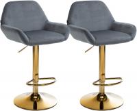 2er Set Barhocker Braga Gold Samt dunkelgrau 2er Set Barhocker Braga Gold Samt dunkelgrau