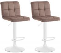 2er Set Barhocker Peru Samt weiß braun 2er Set Barhocker Peru Samt weiß braun