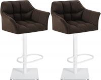 2er Set Barhocker Damaso Stoff weiß braun 2er Set Barhocker Damaso Stoff weiß braun