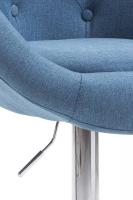 Barhocker London V2 Stoff chrom blau 
