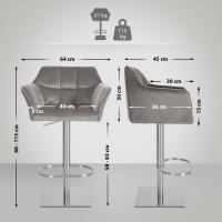 2er Set Barhocker Damaso E Samt grau 2er Set Barhocker Damaso E Samt grau