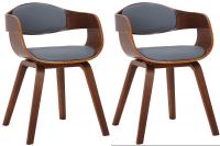 2er Set Stühle Kingston Kunstleder walnuss/grau 2er Set Stühle Kingston Kunstleder walnuss/grau