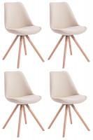 4er Set Stühle Toulouse Stoff Rund natura (eiche) creme