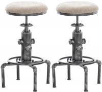 2er Set Barhocker Lumos Vintage Kunstleder antik-silber grau 2er Set Barhocker Lumos Vintage Kunstleder antik-silber grau