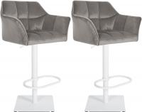 2er Set Barhocker Damaso W Samt grau 2er Set Barhocker Damaso W Samt grau