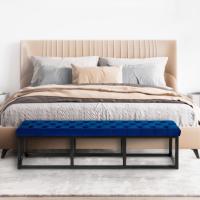 Sitzbank Polson Samt Schwarz 150 cm blau 