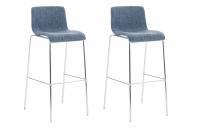 2er Set Barhocker Hoover Stoff 4-Fuß Gestell chrom blau 2er Set Barhocker Hoover Stoff 4-Fuß Gestell chrom blau