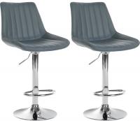 2er Set Barhocker Toni Kunstleder chrom grau 2er Set Barhocker Toni Kunstleder chrom grau