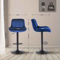 2er Set Barhocker Solon Schwarz Samt   blau 