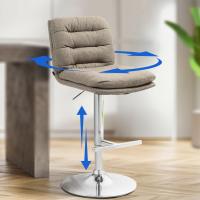 2er Set Barhocker Damar Stoff chrom taupe 2er Set Barhocker Damar Stoff chrom taupe