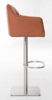 2er Set Barhocker Damaso Kunstleder edelstahl hellbraun 