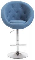 Barhocker London V2 Stoff chrom blau 