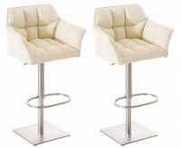 2er Set Barhocker Damaso Kunstleder edelstahl creme 2er Set Barhocker Damaso Kunstleder edelstahl creme