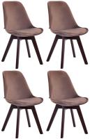 4er Set Besucherstühle Borneo V2 Samt walnuss braun