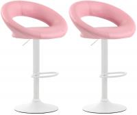 2er Set Barhocker Olinda Kunstleder weiß pink 2er Set Barhocker Olinda Kunstleder weiß pink