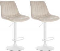 2er Set Barhocker Toni Samt weiß creme 2er Set Barhocker Toni Samt weiß creme