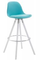 Barhocker Franklin Vollgepolstert Kunstleder Rund Weiß (eiche) blau