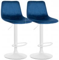 2er Set Barhocker Divo Samt Weiß blau 2er Set Barhocker Divo Samt Weiß blau
