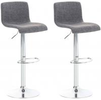 2er Set Barhocker Hoover Stoff chrom hellgrau 2er Set Barhocker Hoover Stoff chrom hellgrau