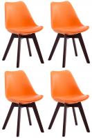 4er Set Besucherstühle Borneo V2 Walnuss Kunstleder orange 4er Set Besucherstühle Borneo V2 Walnuss Kunstleder orange