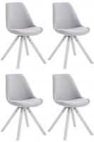 4er Set Besucherstuhl Toulouse Stoff Square weiß (eiche) grau
