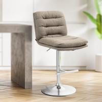 2er Set Barhocker Damar Stoff chrom taupe 2er Set Barhocker Damar Stoff chrom taupe