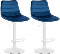 2er Set Barhocker Lex Samt Weiß blau 2er Set Barhocker Lex Samt Weiß blau