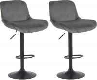 2er Set Barhocker Solon Schwarz Samt dunkelgrau 2er Set Barhocker Solon Schwarz Samt dunkelgrau